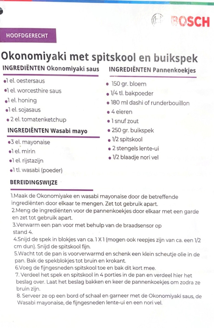 Bosch Okonomiyaki met spitskool