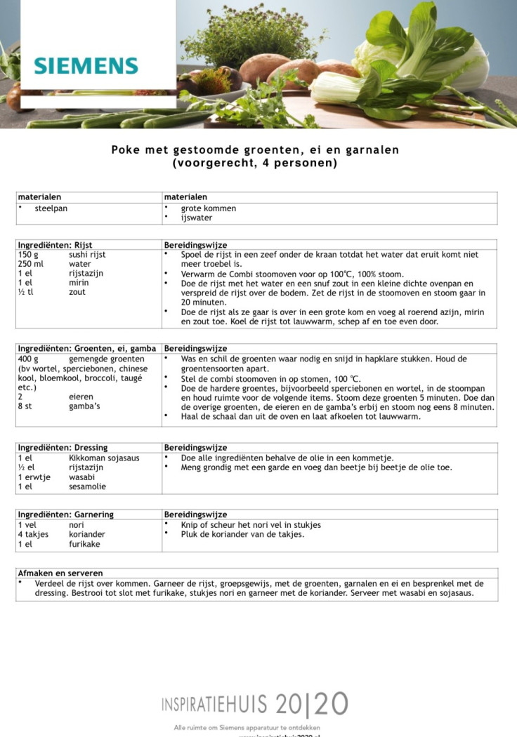 Recept Poke met gestoomde groenten