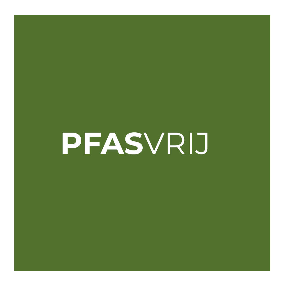 Groene achtergrond met de woorden "PFAS VRIJ" in witte letters.