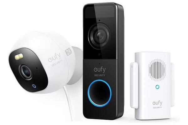 Veiligheidscamera, video-intercom en ontvanger van het merk Eufy.