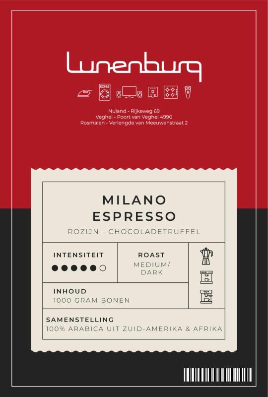 Lunenburg koffiebonen Milano Espresso 1 KG