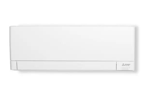 Witte airconditioner aan de muur met minimalistisch design.